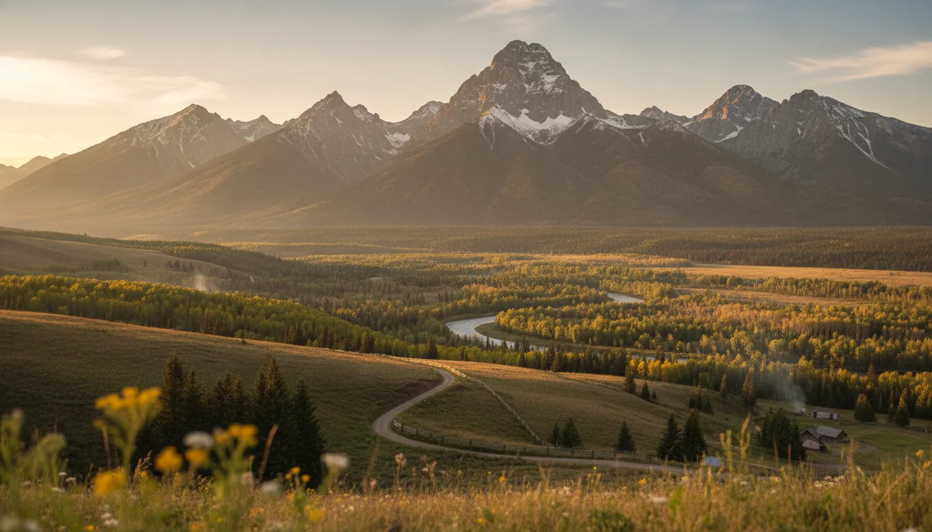 Rocky Mountains rising above a Kootenay valley